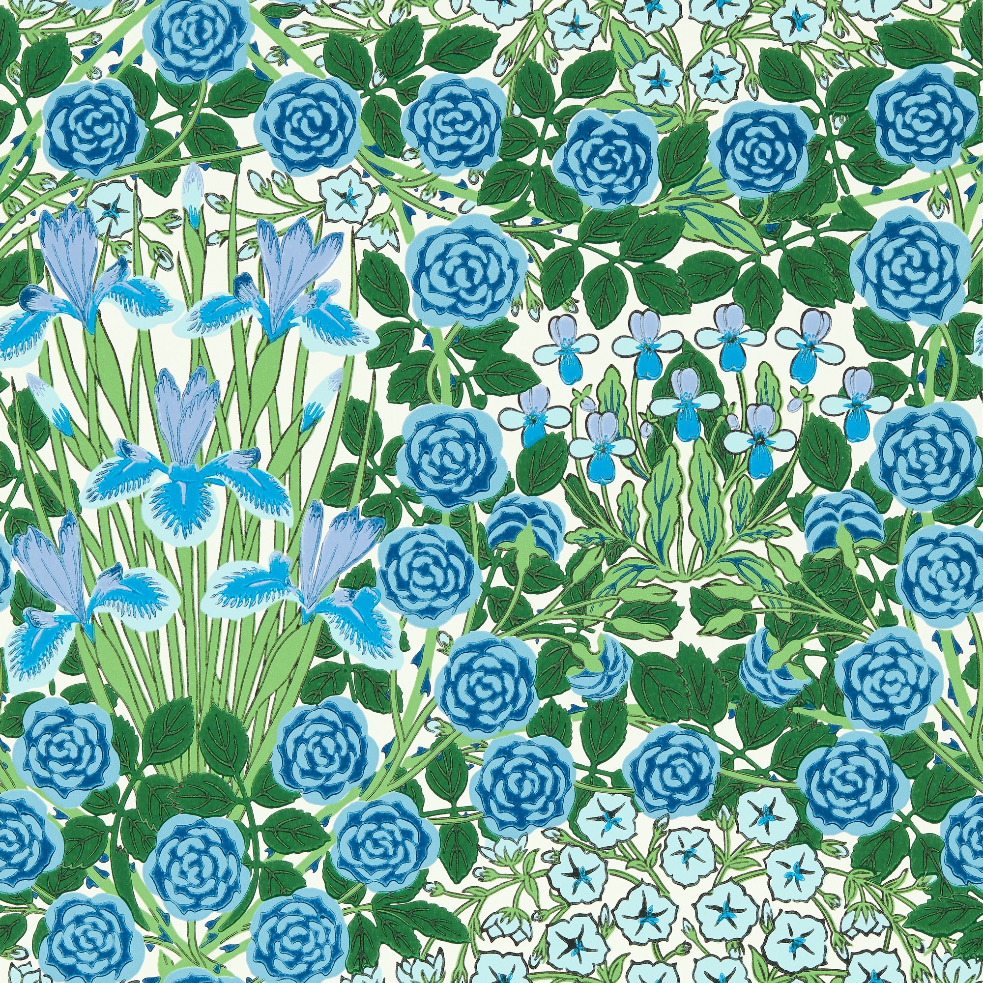 Campanula Wallpaper 217352 By Morris Co In Peacock Opal